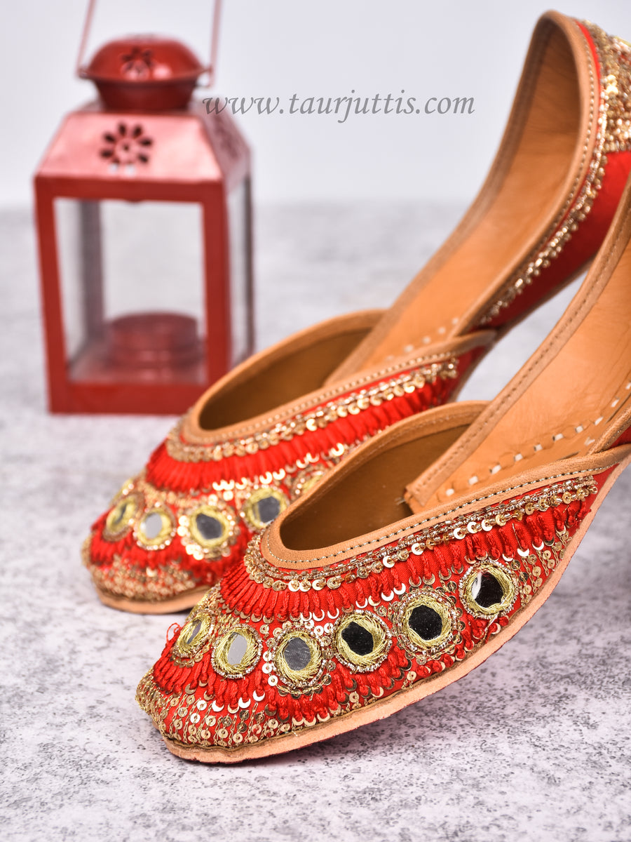 Punjabi Jutti Elegant With Swarovski Mirror Work Online Indian