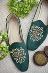 Dabka velvet loafer shoe (Green)