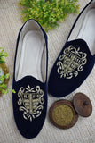 Dabka Velvet Loafer shoe (Navy blue)