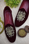 Dabka velvet loafer shoe (Maroon)
