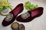 Dabka velvet loafer shoe (Maroon)