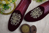 Dabka velvet loafer shoe (Maroon)