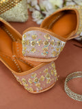Rose Gold Pink Flower Jutti
