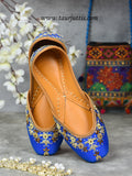 Royal Blue Floral Jutti