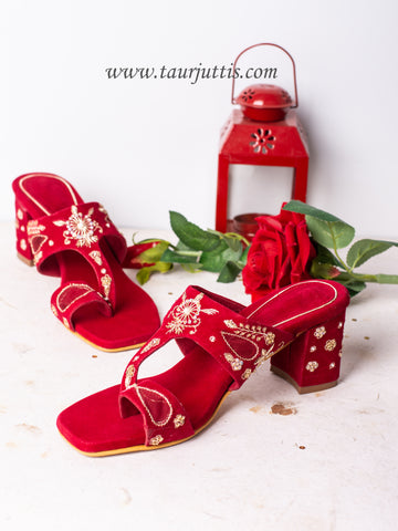 Zardozi Heel (Cherry Red)