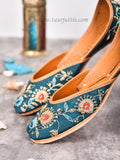 Ethnic Floral (Teal blue) Jutti