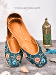 Ethnic Floral (Teal blue) Jutti