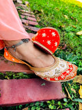 Traditional Flower Jutti (Orange)